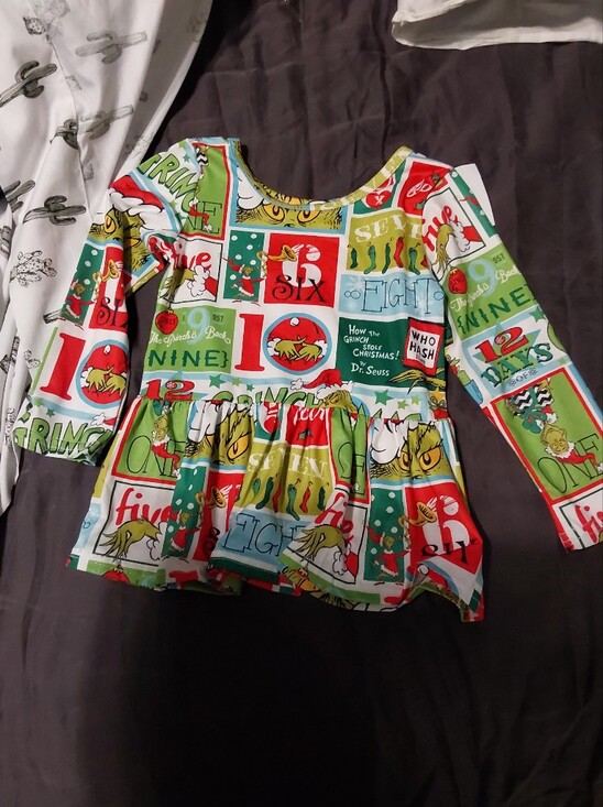 Handmade Other - Kids' Christmas Graphic Peplum Top - Green Multi